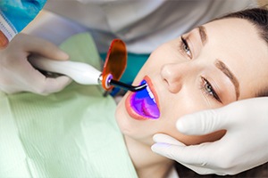 Patient receiving dental bonding